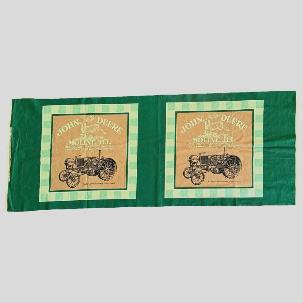 Vtg John Deere Tractor Green Pillow Panels Fabric 15